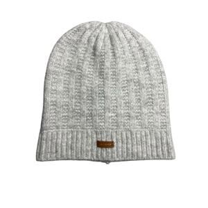 Cole Haan Women's Gray Rib Knit Cuffed Snow Winter Bonnet Beanie Hat One Size